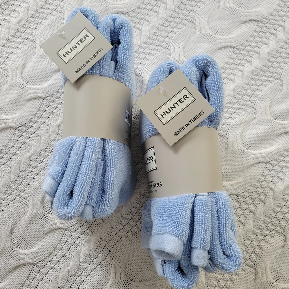 Hunter 100% Turkish Cotton Light Blue Hand Towels 4 Pc Set 16 in x 28 in